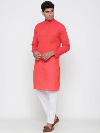 Take your ethnic style quotient to the next level by wearing this fashionable kurta set By Cotton Fabeic In Wevon Design. which has been designed keeping the latest trends in mind. This set is a must have in a men's ethnic wardrobe.