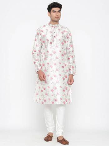 Your ethnic style quotient to the next level by wearing this fashionable kurta Are Satin Cotton Fancy Printed And Bottom Are Cotton Fabeic. which has been designed keeping the latest trends in mind. This set is a must have in a men's ethnic wardrobe.