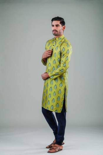 Your ethnic style quotient to the next level by wearing this fashionable kurta Are Satin Cotton Fancy Printed And Bottom Are Cotton Fabeic. which has been designed keeping the latest trends in mind. This set is a must have in a men's ethnic wardrobe.