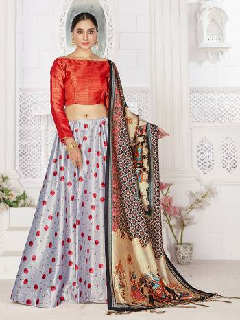 You Will Definitely Earn Lots Of Compliments Wearing This Designer Digital Printed Lehenga Choli And Dupatta. This Choli And Dupatta Is Cotton Silk Based Paired With Satin Fabricated Lehenga.Stitched Lehenga Choli. 

