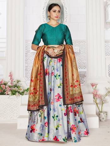 You Will Definitely Earn Lots Of Compliments Wearing This Designer Digital Printed Lehenga Choli And Dupatta. This Choli And Dupatta Is Cotton Silk Based Paired With Satin Fabricated Lehenga.Stitched Lehenga Choli. 

