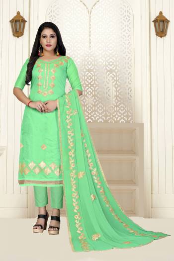 Rich And Elegant Looking Straight Suit In Fine Colored Top Bottom And Dupatta. Its Top Are Semi Modal Cotton With Work Fabricated And Dupatta Are Naznin Fabricated with Santoon Bottom. 