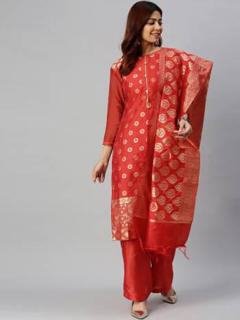 Look Pretty This Designer Floor Length Suit In Lovely  Color.?Its Pretty Wevon Jacquard  Top Is Banarasi Silk Based Paired With Santoon Bottom And Banarasi Silk Wevon Jacquard Fabricated Dupatta Which Gives An Attractive To The Suit.