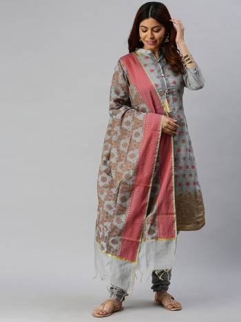 Look Pretty This Designer Floor Length Suit In Lovely  Color.?Its Pretty Wevon Jacquard  Top Is Banarasi Silk Based Paired With Santoon Bottom And Banarasi Silk Wevon Jacquard Fabricated Dupatta Which Gives An Attractive To The Suit.