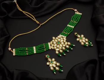 Give An Enhanced Look To Your Personality By Pairing Up This Beautiful Necklace Set With Your Ethnic Attire. This Pretty Set Is In Color Beautified With Pearl And Stone Work. Buy Now.