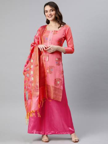 Look Pretty This Designer Floor Length Suit In Lovely Light Color.?Its Pretty Wevon Jacquard  Top Is Banarasi Silk Based Paired With Santoon Bottom And Banarasi Silk Wevon Jacquard Fabricated Dupatta Which Gives An Attractive To The Suit.