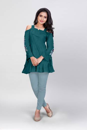 This Readymade Westen Kurti In Fine Color Fabricated On Rayon Beautified With Designer Embroidery Work. It Is Light In Weight And Easy To Carry All Day Long. 