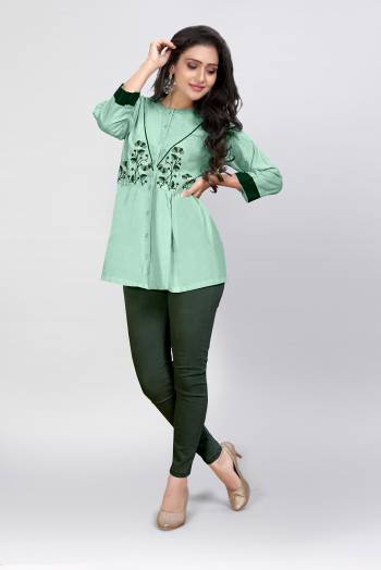 This Readymade Westen Kurti In Fine Color Fabricated On Rayon Beautified With Designer Embroidery Work. It Is Light In Weight And Easy To Carry All Day Long. 