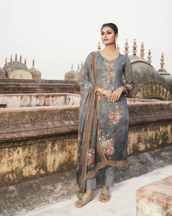 Add This Beautiful Digital Printed Designer Straight Suit In Grey Color To Your Wardrobe. This Pretty Suit Is Georgette Based Beautified With Digital Print And Embroidery Work. Buy Now. Less

