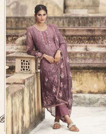 Add This Beautiful Digital Printed Designer Straight Suit In Levender Color To Your Wardrobe. This Pretty Suit Is Georgette Based Beautified With Digital Print And Embroidery Work. Buy Now. Less

