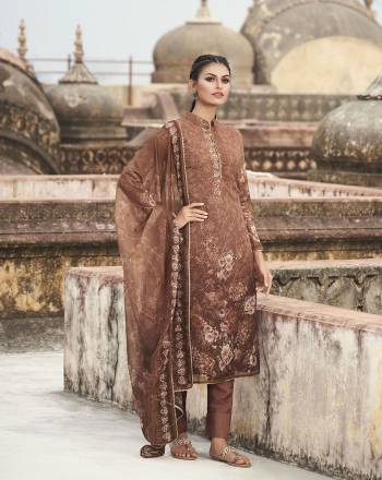 Add This Beautiful Digital Printed Designer Straight Suit In Brown Color To Your Wardrobe. This Pretty Suit Is Georgette Based Beautified With Digital Print And Embroidery Work. Buy Now. Less

