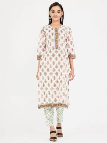 This Readymade Kurti With Pent In Fine Color Fabricated On Cotton Beautified With Printed. It Is Light In Weight And Easy To Carry All Day Long. 