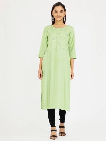 This Readymade Kurti With Embroidery In Fine Color Fabricated On Cotton Beautified With Printed. It Is Light In Weight And Easy To Carry All Day Long. 