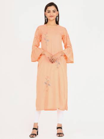 This Readymade Kurti With Embroidery In Fine Color Fabricated On Cotton Beautified With Printed. It Is Light In Weight And Easy To Carry All Day Long. 