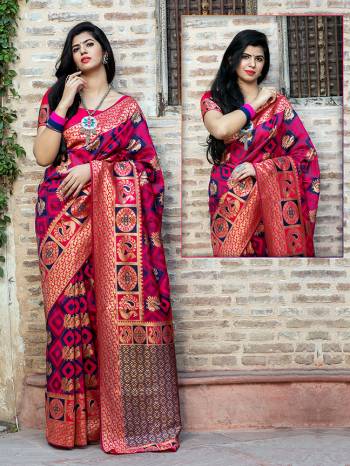 For A Proper Traditional Look, Grab This Designer Silk Based Heavy Weaved Saree In Pink Color. This Saree And Blouse Are Fabricated On Banarasi Art Silk Beautified With Heavy Weave. Buy Now. 

