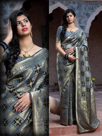 For A Proper Traditional Look, Grab This Designer Silk Based Heavy Weaved Saree In Grey Color. This Saree And Blouse Are Fabricated On Banarasi Art Silk Beautified With Heavy Weave. Buy Now. 

