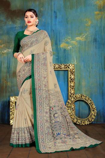 Adorn The Pretty Angelic Look Wearing This Designer Printed Saree In Fine Color Paired With Contrasting Blouse. This Saree Is Fabricated On Manipuri Cotton Paired With Blouse. Its Pretty Color Pallete Will Give An Attractive Look To Your Personality. 