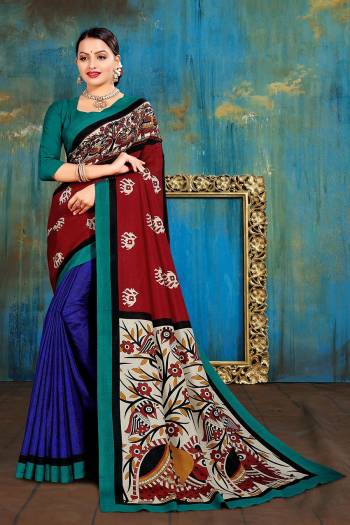 Adorn The Pretty Angelic Look Wearing This Designer Printed Saree In Fine Color Paired With Contrasting Blouse. This Saree Is Fabricated On Manipuri Cotton Paired With Blouse. Its Pretty Color Pallete Will Give An Attractive Look To Your Personality. 