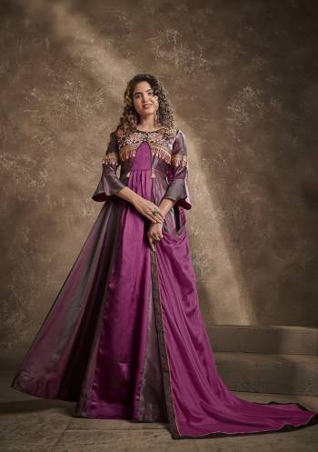 Flaunt Your Rich And Elegant Taste Wearing This Designer Readymade Long Gown In Burgundy Color With Burgundy Color Dupatta. This  Pretty Gown Is Fabricated On Triva Silk With Inner Beautified With Thread Work And Cinon Fabriced Dupatta. Its Fabric Is Soft Towards Skin And Easy To Carry All Day Long. 