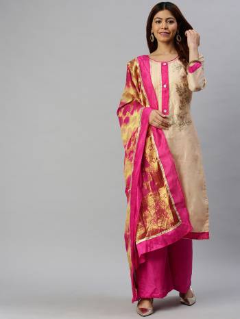 Look Pretty This Designer Floor Length Suit In Lovely  Color.?Its Pretty Embroidred Top Is Modal Chanderi Based Paired With Santoon Bottom And Banarasi Jacquard Wevon Fabricated Dupatta Which Gives An Attractive To The Suit.