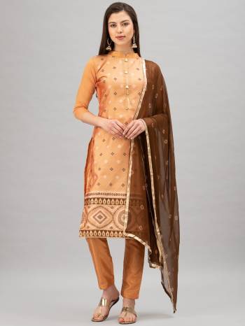 Look Pretty This Designer Floor Length Suit In Lovely  Color.?Its Pretty Top Is Banarasi Jacquard Weon Based Paired With Santoon Bottom And Nazanin Bandhani Printed Fabricated Dupatta Which Gives An Attractive To The Suit.