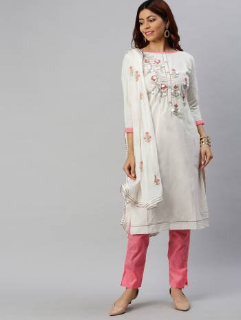 Look Pretty This Designer Floor Length Suit In Lovely  Color.?Its Pretty Embroidred Top Is Cotton Based Paired With Semi Lawn And Cotton Fabricated Dupatta Which Gives An Attractive To The Suit.