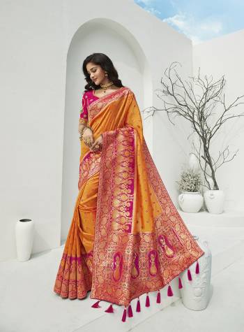 For A Proper Traditional Look, Grab This Designer Silk Based Heavy Weaved Saree In Dark Fine Color. This Saree Are Banarasi Silk Wevon Jacquard And Blouse Are Fabricated On Raw Silk Beautified With Heavy Embroidery And Stone Work. Buy Now