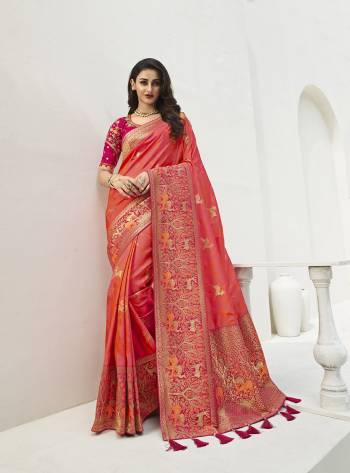 For A Proper Traditional Look, Grab This Designer Silk Based Heavy Weaved Saree In Dark Fine Color. This Saree Are Banarasi Silk Wevon Jacquard And Blouse Are Fabricated On Raw Silk Beautified With Heavy Embroidery And Stone Work. Buy Now