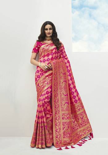 For A Proper Traditional Look, Grab This Designer Silk Based Heavy Weaved Saree In Dark Fine Color. This Saree Are Banarasi Silk Wevon Jacquard And Blouse Are Fabricated On Raw Silk Beautified With Heavy Embroidery And Stone Work. Buy Now