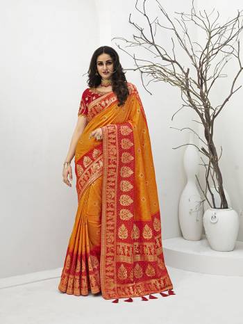 For A Proper Traditional Look, Grab This Designer Silk Based Heavy Weaved Saree In Dark Fine Color. This Saree Are Banarasi Silk Wevon Jacquard And Blouse Are Fabricated On Raw Silk Beautified With Heavy Embroidery And Stone Work. Buy Now