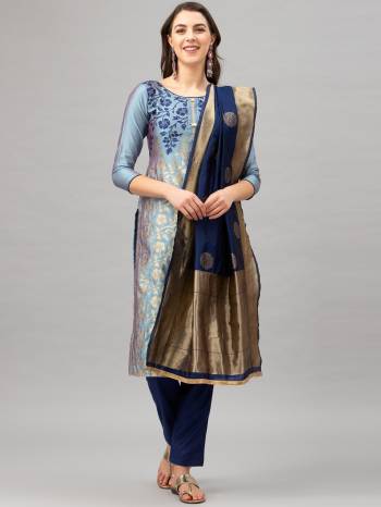 Look Pretty This Designer Suit In Lovely  Color.?Its Pretty Wevon Banarasi Jacquard Design Based Top Paired With Santoon Bottom And Banarasi Jacquard Fabricated Dupatta Which Gives An Attractive To The Suit.