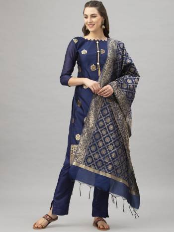 Look Pretty This Designer Suit In Lovely  Color.?Its Pretty Wevon Banarasi Jacquard Design Based Top Paired With Santoon Bottom And Banarasi Jacquard Fabricated Dupatta Which Gives An Attractive To The Suit.