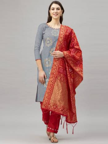 Look Pretty This Designer Suit In Lovely  Color.?Its Pretty Embroidery Based Glass CottonTop Paired With Cotton Bottom And Banarasi Jacquard Fabricated Dupatta Which Gives An Attractive To The Suit.