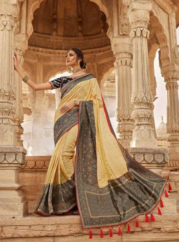 Look Attractive Wearing This Heavy Wevon Jacquard Saree Paired With Heavy Embroidery Blouse.  This Heavy Designer Saree Is Banarasi Silk Based And Blouse Are Raw Silk.Which Gives A Rich Look To Your Personality. Buy This Pretty Saree Now.