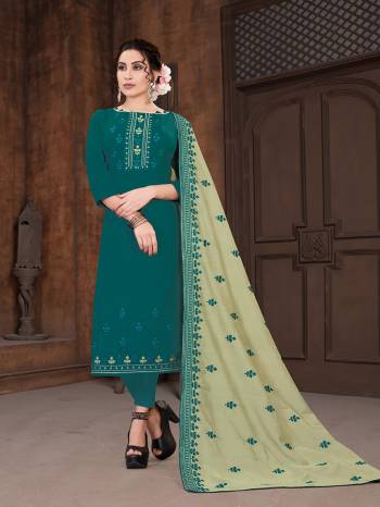 Grab This Very Beautiful And Elegant Looking Designer Straight Suit In Dark Color Paired With Light Colored Dupatta. Its Pretty Elegant Embroidered Top Is Fabricated On Viscose Slub Paired With Santoon Bottom and Gadwal Fabricated Heavy Embroidery Dupatta. 

