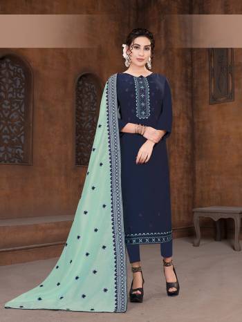 Grab This Very Beautiful And Elegant Looking Designer Straight Suit In Dark Color Paired With Light Colored Dupatta. Its Pretty Elegant Embroidered Top Is Fabricated On Viscose Slub Paired With Santoon Bottom and Gadwal Fabricated Heavy Embroidery Dupatta. 

