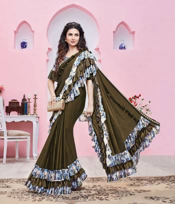 Adorn The Pretty Angelic Look Wearing This Heavy Hand Designer Saree In Pedding Color Paired With Blouse. This Saree Is Fabricated On Imported Lycra Paired With Blouse. Its Pretty Color Pallete Will Give An Attractive Look To Your Personality. 