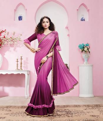 Adorn The Pretty Angelic Look Wearing This Heavy Hand Designer Saree In Pedding Color Paired With Blouse. This Saree Is Fabricated On Imported Lycra Paired With Blouse. Its Pretty Color Pallete Will Give An Attractive Look To Your Personality. 