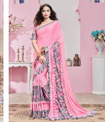 Adorn The Pretty Angelic Look Wearing This Heavy Hand Designer Saree In Pedding Color Paired With Blouse. This Saree Is Fabricated On Imported Lycra Paired With Blouse. Its Pretty Color Pallete Will Give An Attractive Look To Your Personality. 