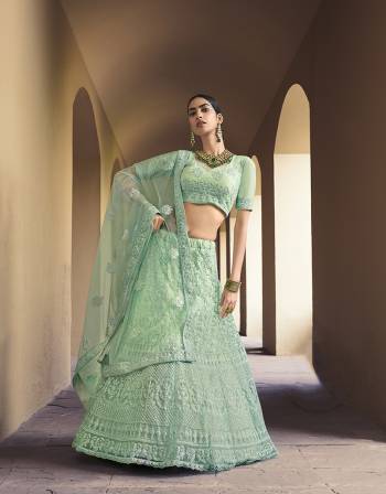 The Upcoming Wedding and Festive Season Wearing This Heavy Designer Lehenga Choli In Light Color. Its Blouse, Lehenga And Dupatta Are Fabricated On Soft Net Beautified With Heavy Attractive Embroidery. 

