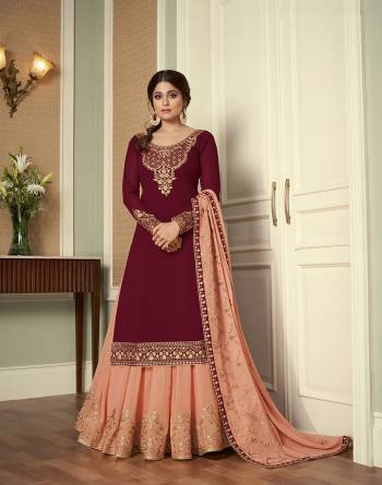 For A Bold And Beautiful Look, Grab This Heavy Designer Suit In Fine Color Paired With Dupatta. Its Top, And Dupatta Are Fabricated On Real Georgette And Bottom Are Santoon Beautfied With Embroidery. Buy This Semi-Sitched Suit Now. 

