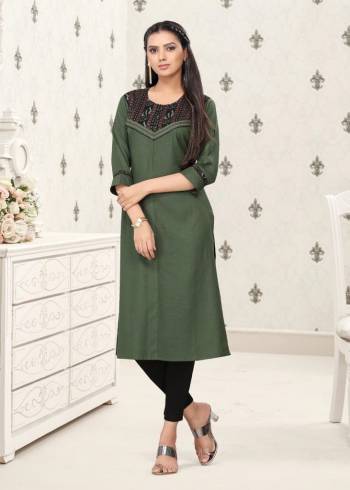 Here Is A Prefect Kurti For The Upcoming Festive Season In Fine Color. This Readymade Kurti Is Fabricated On Cotton Beautified With Thread Work. It Is Light In Weight And Available In All Regular Sizes. 

