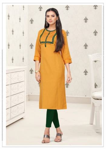 Here Is A Prefect Kurti For The Upcoming Festive Season In Fine Color. This Readymade Kurti Is Fabricated On Cotton Beautified With Thread Work. It Is Light In Weight And Available In All Regular Sizes. 

