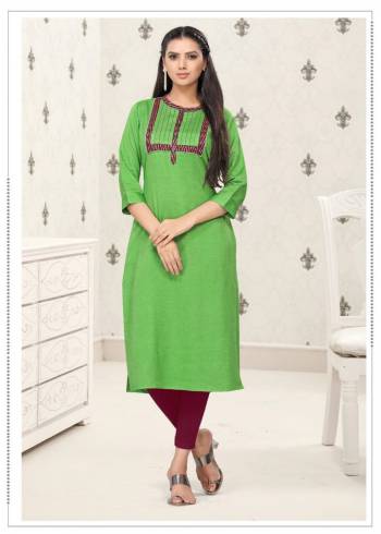 Here Is A Prefect Kurti For The Upcoming Festive Season In Fine Color. This Readymade Kurti Is Fabricated On Cotton Beautified With Thread Work. It Is Light In Weight And Available In All Regular Sizes. 

