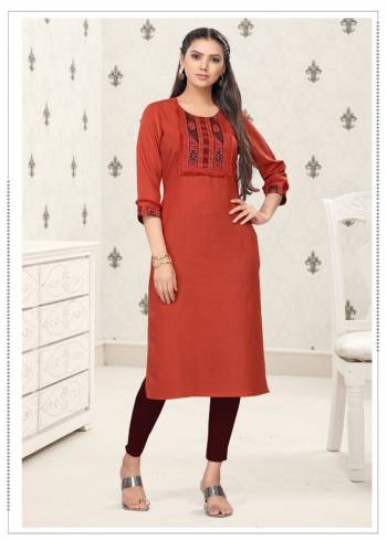 Here Is A Prefect Kurti For The Upcoming Festive Season In Fine Color. This Readymade Kurti Is Fabricated On Cotton Beautified With Thread Work. It Is Light In Weight And Available In All Regular Sizes. 

