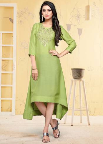 You Will Definitely Earn Lots Of Compliments Wearing This Readymade Kuri In Green Color Paired. This Pair Is  Modal Based With Gota Patti Work. Which Gives A Rich Look To Your Personality.?