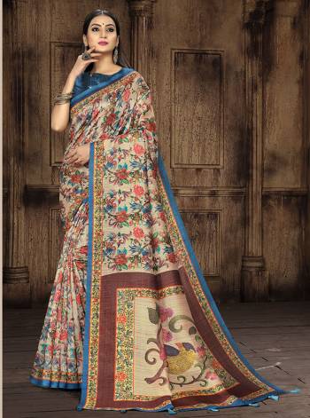 Look Attractive Wearing This Saree Paired With Blouse.  This Fancy Designer Digital Printed Saree Is Tusser Silk Based Which Gives A Rich Look To Your Personality. Buy This Pretty Saree Now.