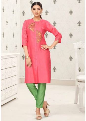 Celebrate This Festive Season Wearing This Readymade Kurti In Fine color Paired With Contrasting Colored Bottom. Its Top Are Thread Embroidery and Bottom Are Modal Based Which Ensures Superb Comfort All Day Long. 

