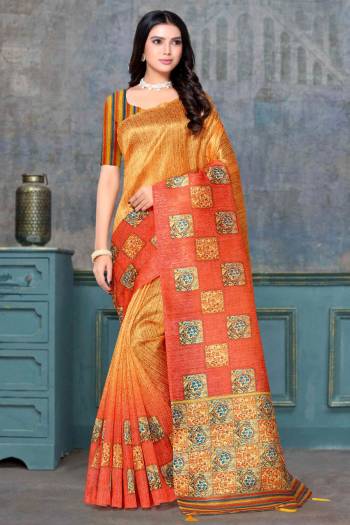 Attractive Look Wearing This Saree Paired With Blouse.  This Fancy Designer Digital Printed Saree Is Tusser Silk Based Which Gives A Rich Look To Your Personality. Buy This Pretty Saree Now.