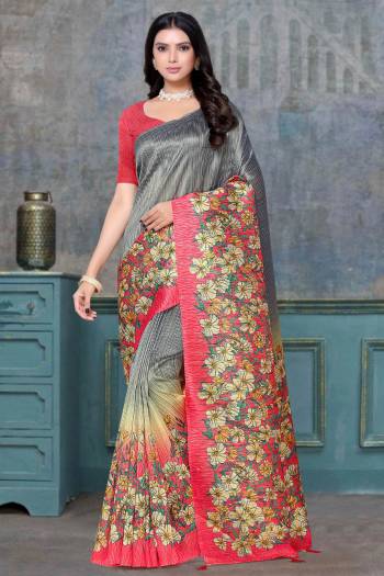 Attractive Look Wearing This Saree Paired With Blouse.  This Fancy Designer Digital Printed Saree Is Tusser Silk Based Which Gives A Rich Look To Your Personality. Buy This Pretty Saree Now.